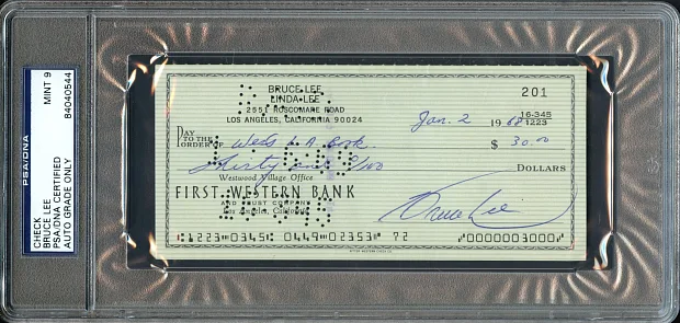 Bruce Lee Signed Check