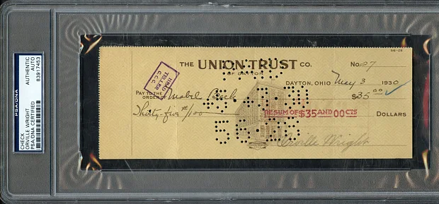 Orville Wright Signed Check